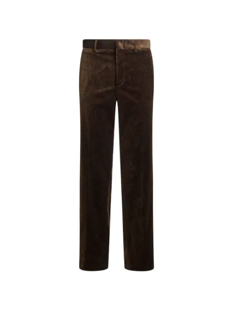 ETRO straight-leg cotton velvet trousers with Arnica motif