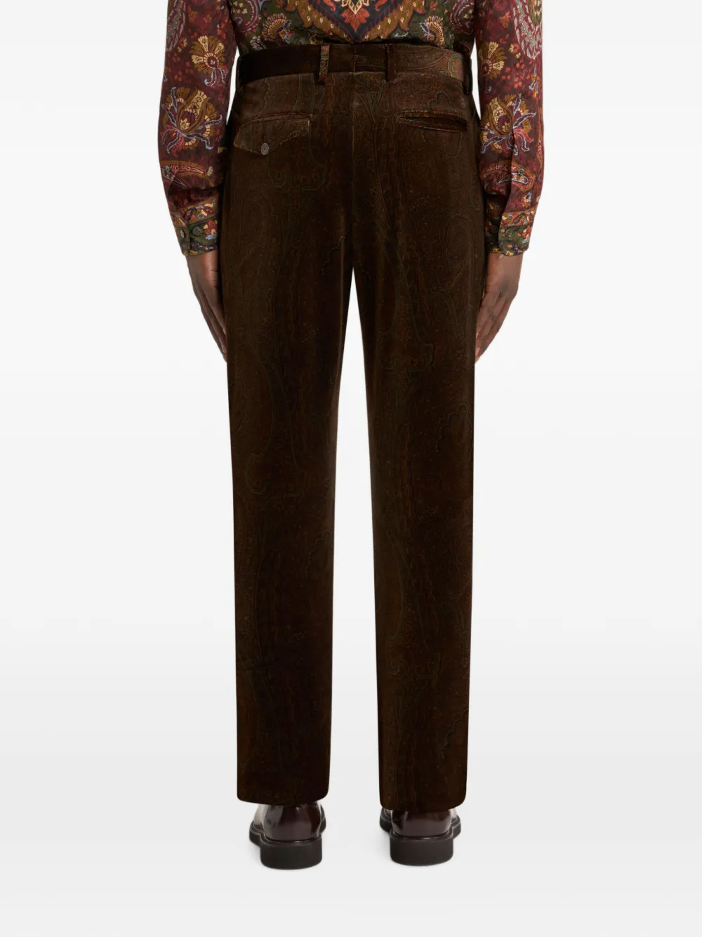 ETRO Katoenen fluwelen broek met Arnica-motief Bruin