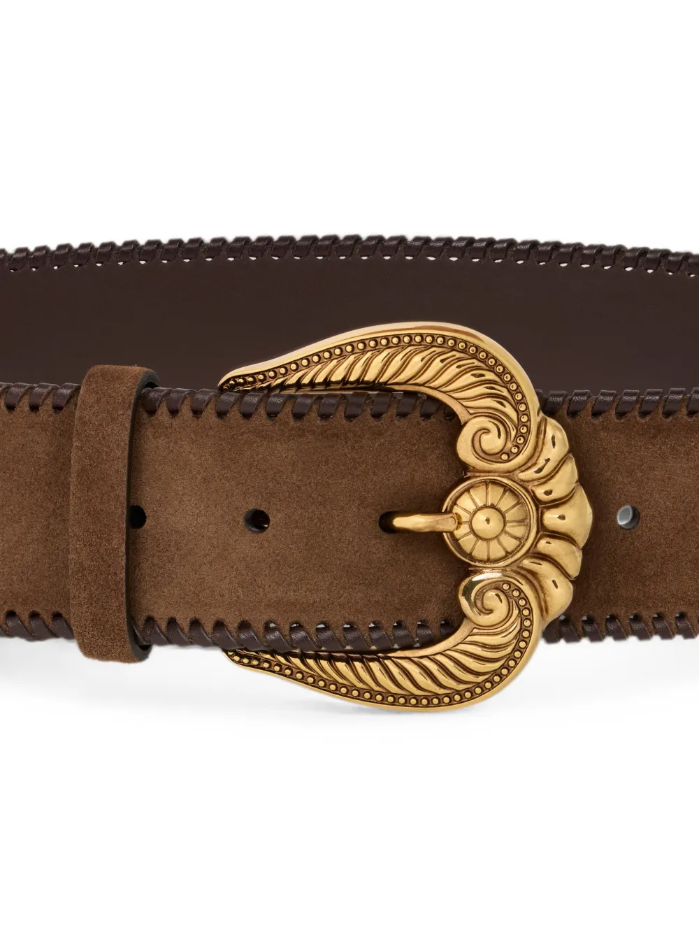 ETRO Suède riem met Paisley gesp Bruin