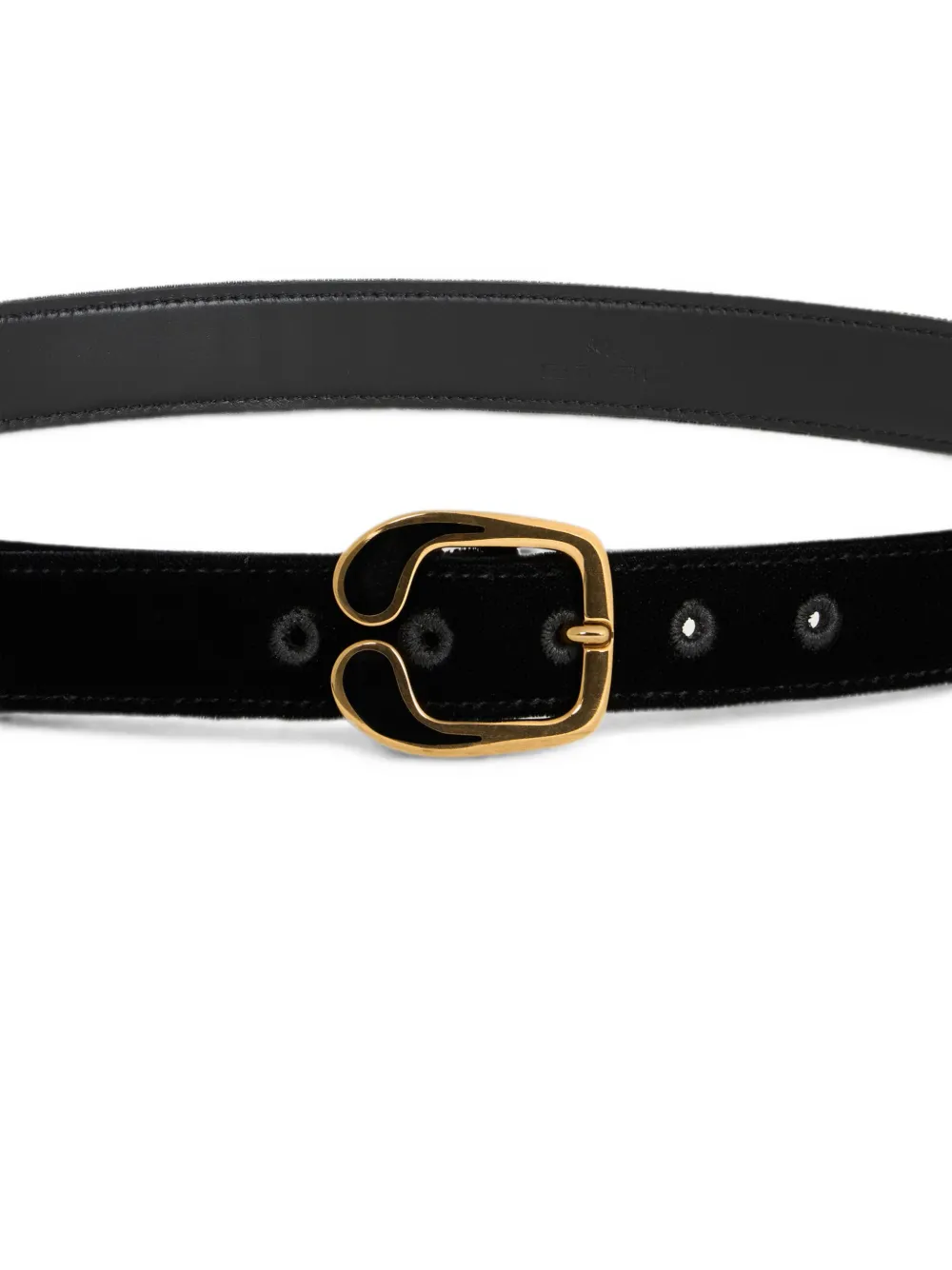 ETRO Fluwelen riem met geëmailleerde Paisley gesp Zwart