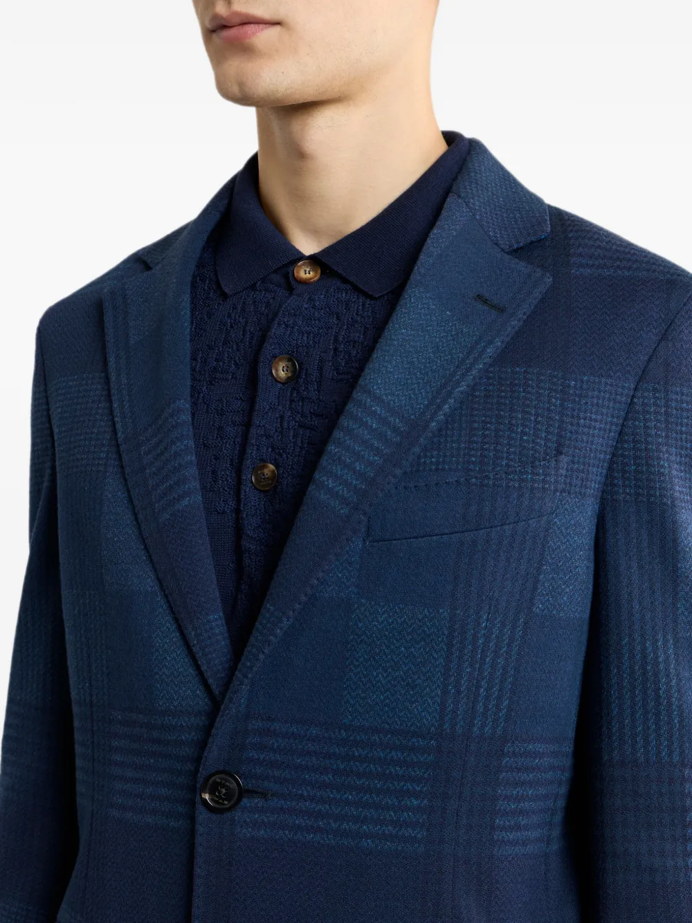 ETRO Katoenen en wollen jacquard geruite jas Blauw