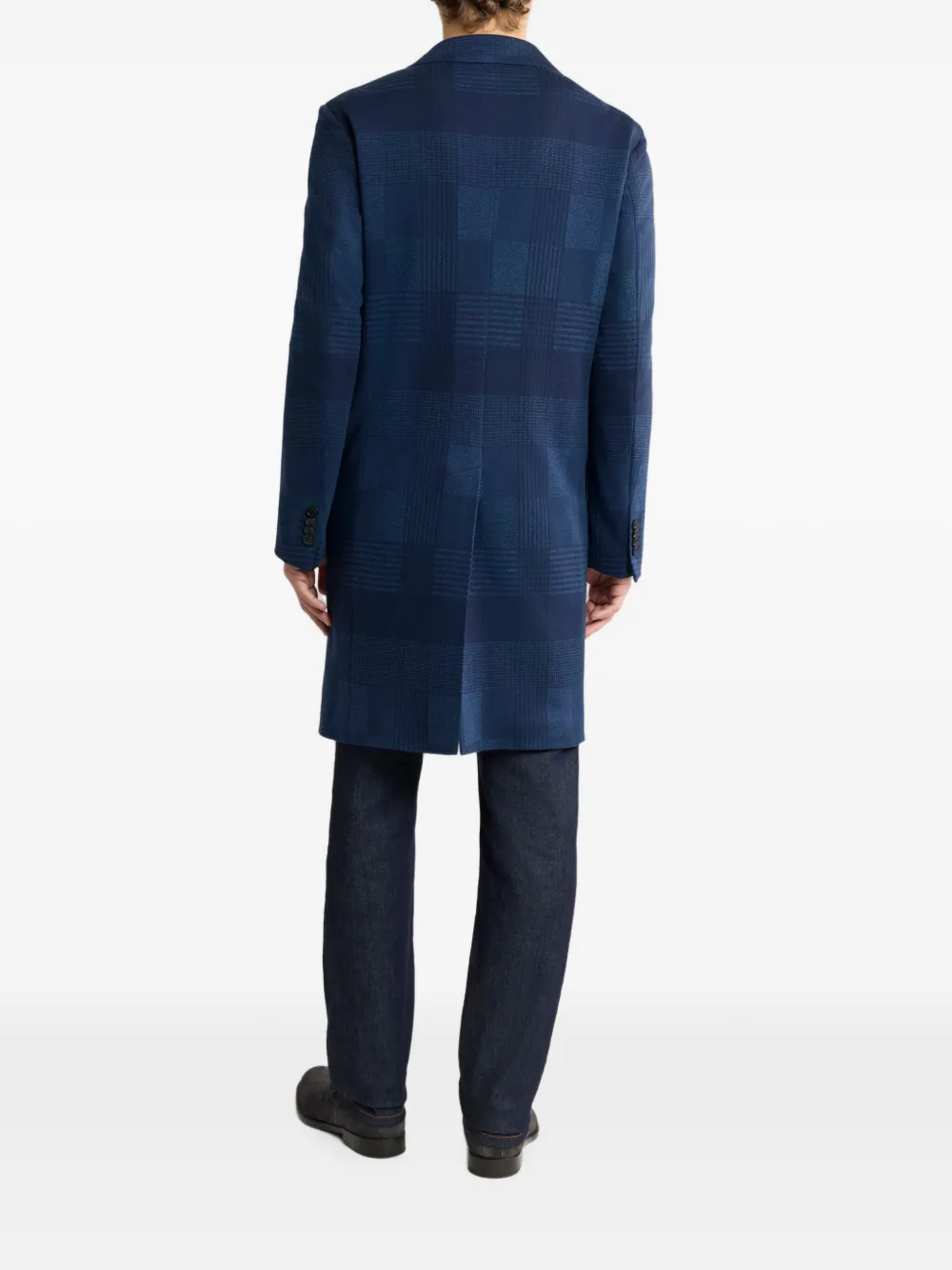 ETRO Katoenen en wollen jacquard geruite jas Blauw
