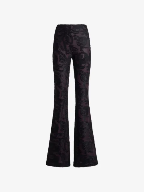 ETRO flared trousers in chenille jacquard with Paisley foliage motif