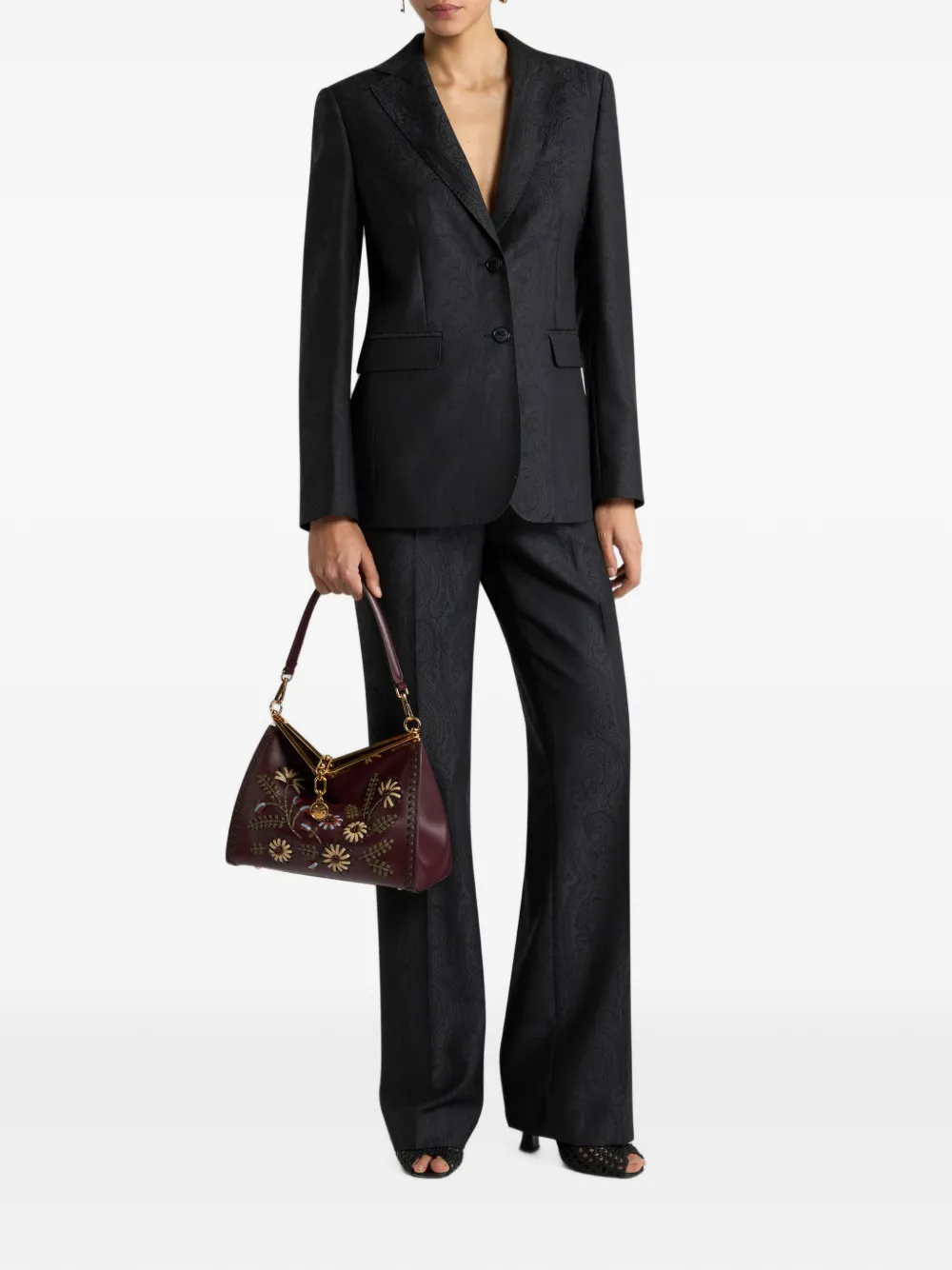 ETRO Wollen jacquard broek met Arnica-motief Zwart