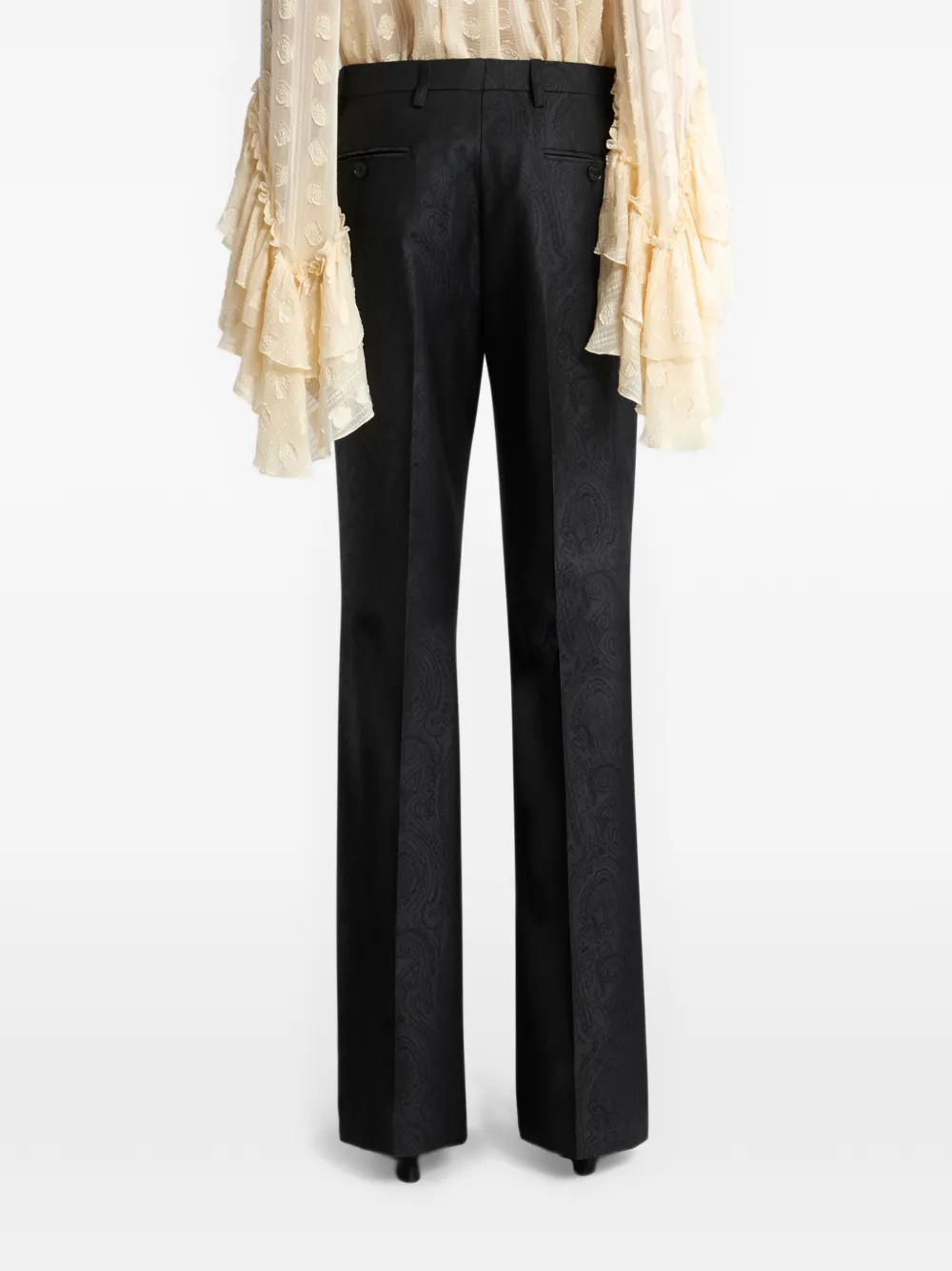 ETRO Wollen jacquard broek met Arnica-motief Zwart