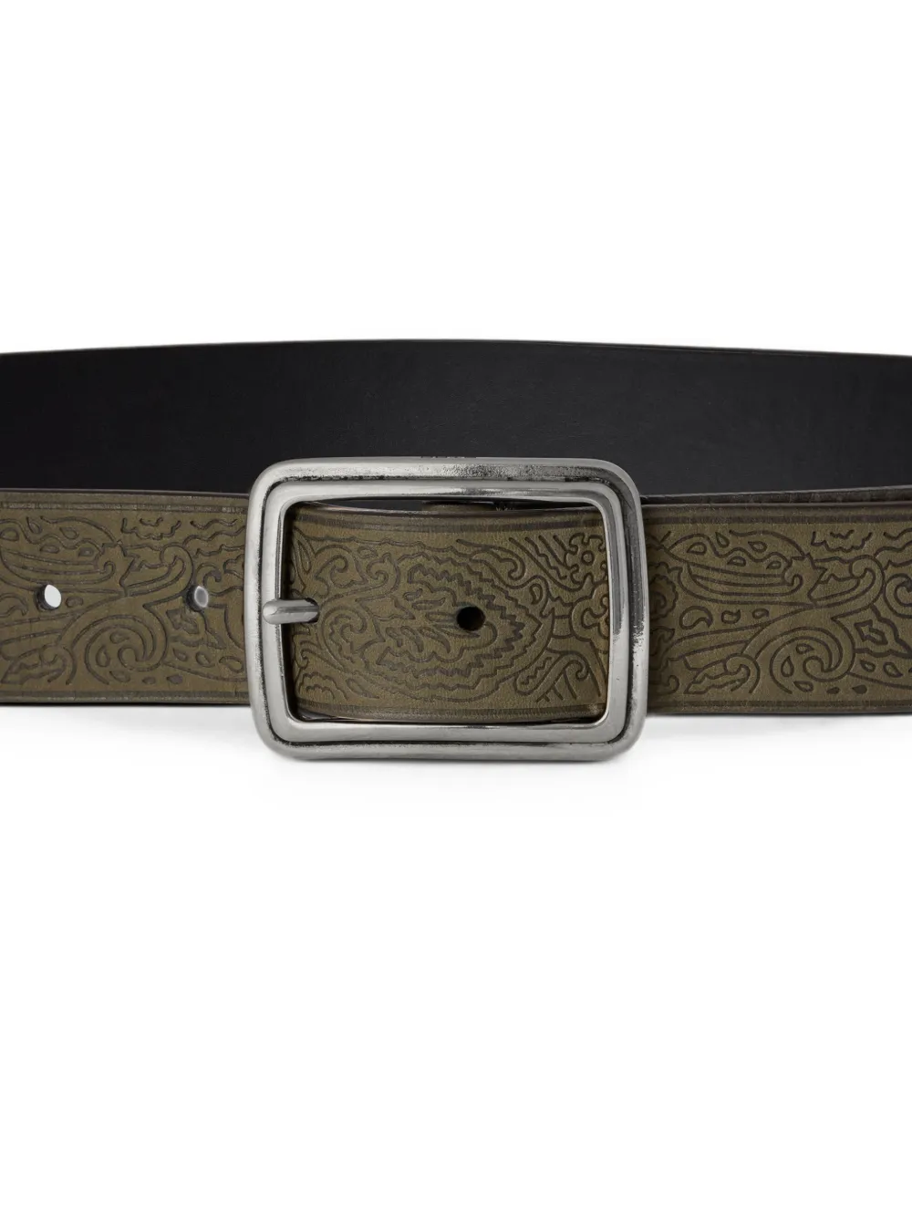 ETRO Omkeerbare leren riem met gegraveerd patroon Groen