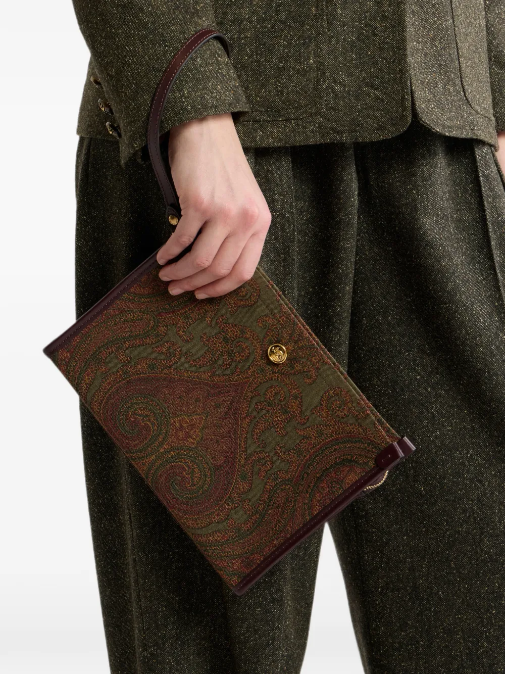 ETRO Medium Paisley jacquard buidel Groen