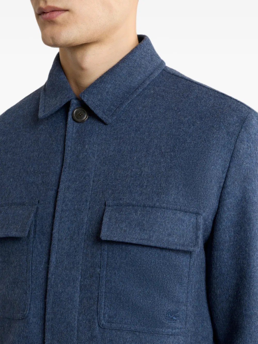 ETRO Wollen en linnen jack Blauw