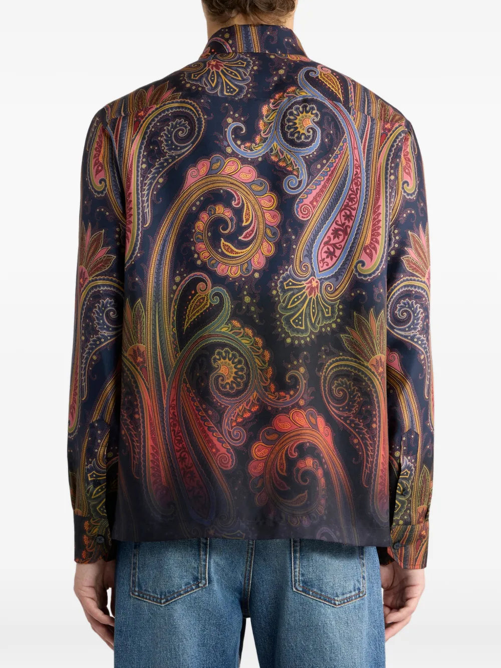 ETRO Zijde-twill overhemd met degradé Paisley-print Blauw