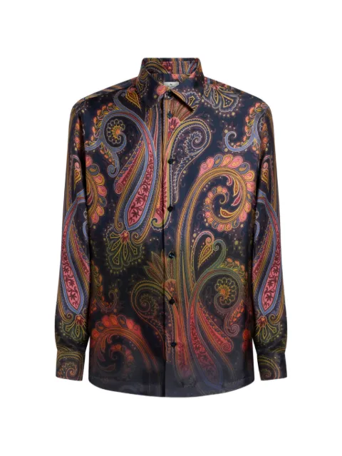ETRO silk twill shirt with placed degradé Paisley-print