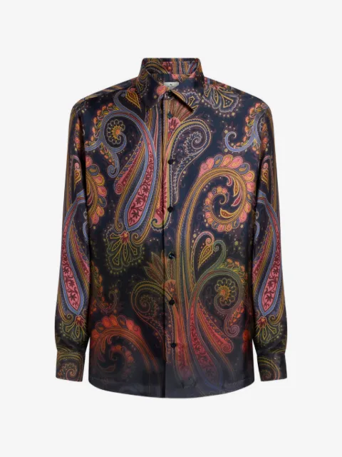 ETRO camisa de seda con estampado de cachemira