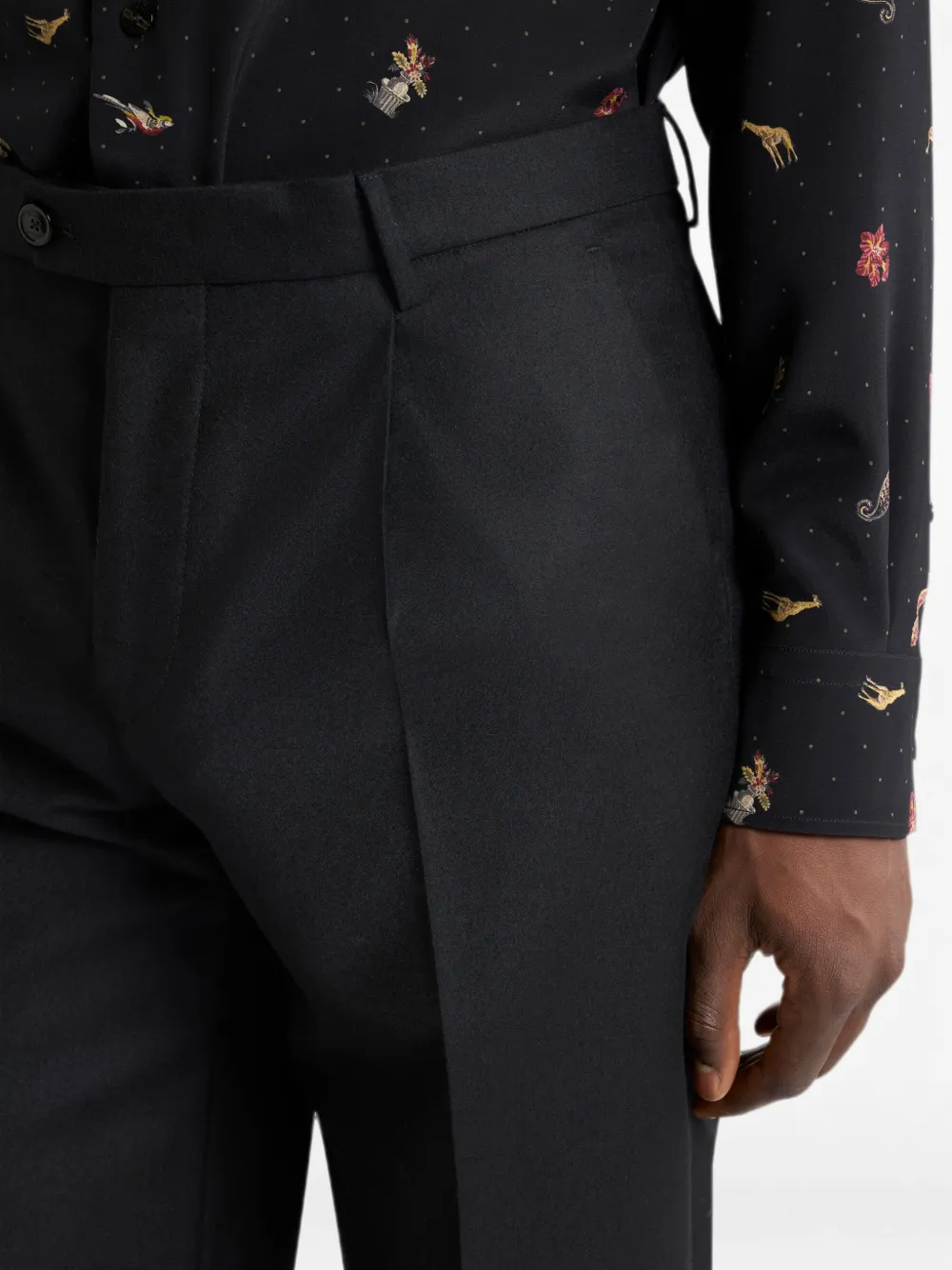 ETRO Wollen flanellen broek met vouwdetail Zwart
