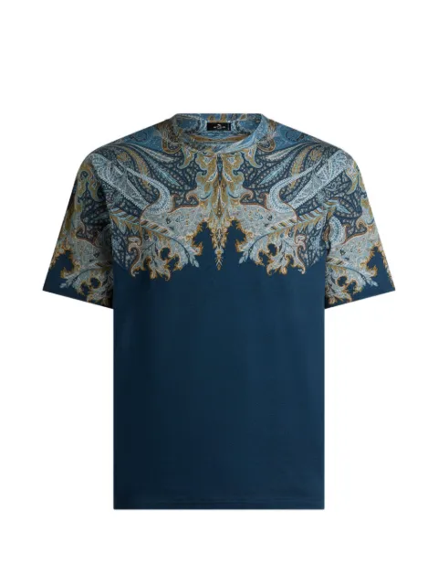 ETRO cotton-jersey T-shirt with placed Paisley pochette print
