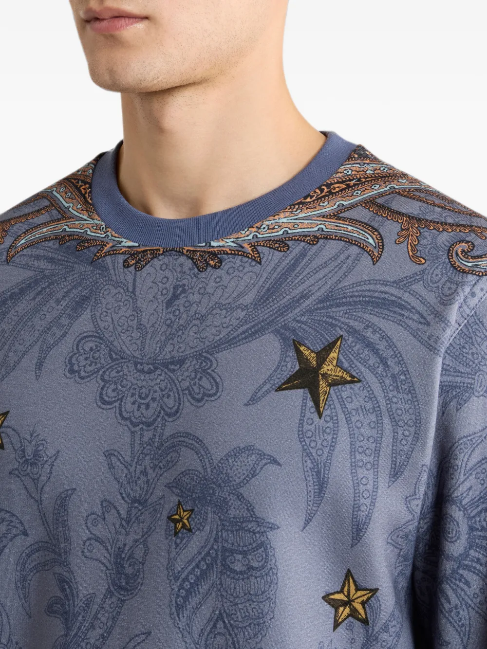 ETRO Sweater van katoenblend met Pegaso-print Blauw