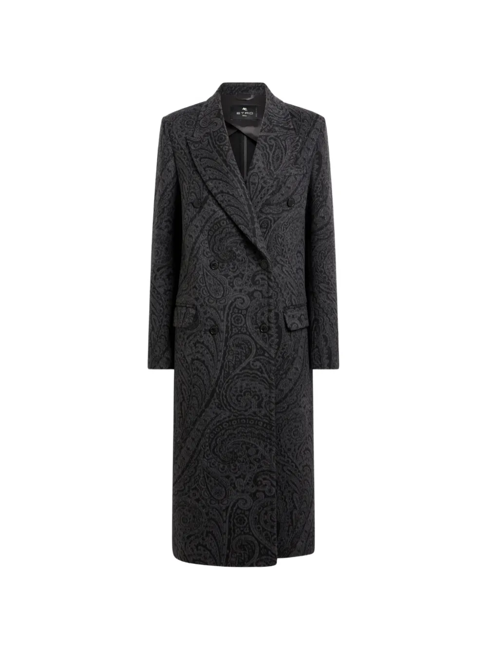 ETRO Cappotto doppiopetto in lana jacquard con motivo paisley - Grigio