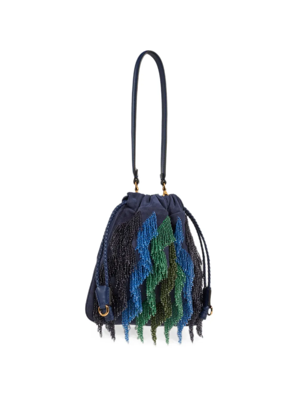 ETRO Kleine suède Kalispera tas met veelkleurige kralen Blauw