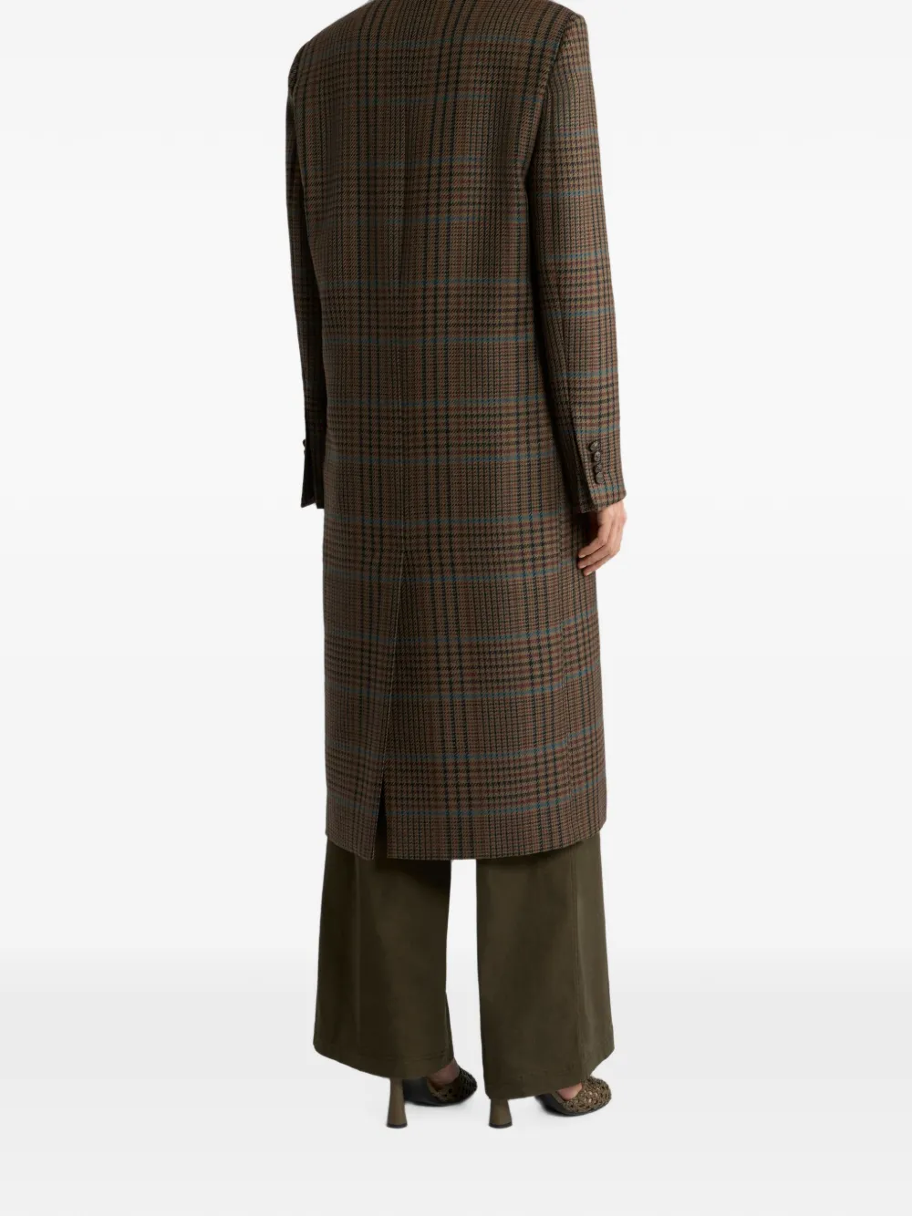 ETRO Wollen jas met dubbele rij knopen en Prince of Wales-motief Bruin