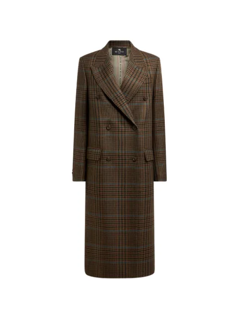 ETRO double-breasted wool coat with Prince of Wales motif