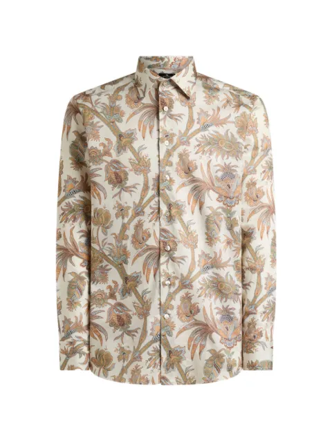 ETRO shirt in cotton satin with floral Paisley motif  