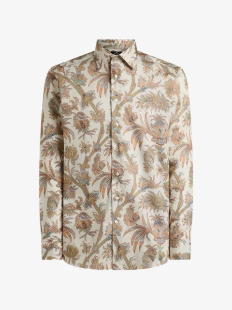 ETRO shirt in cotton satin with floral Paisley motif