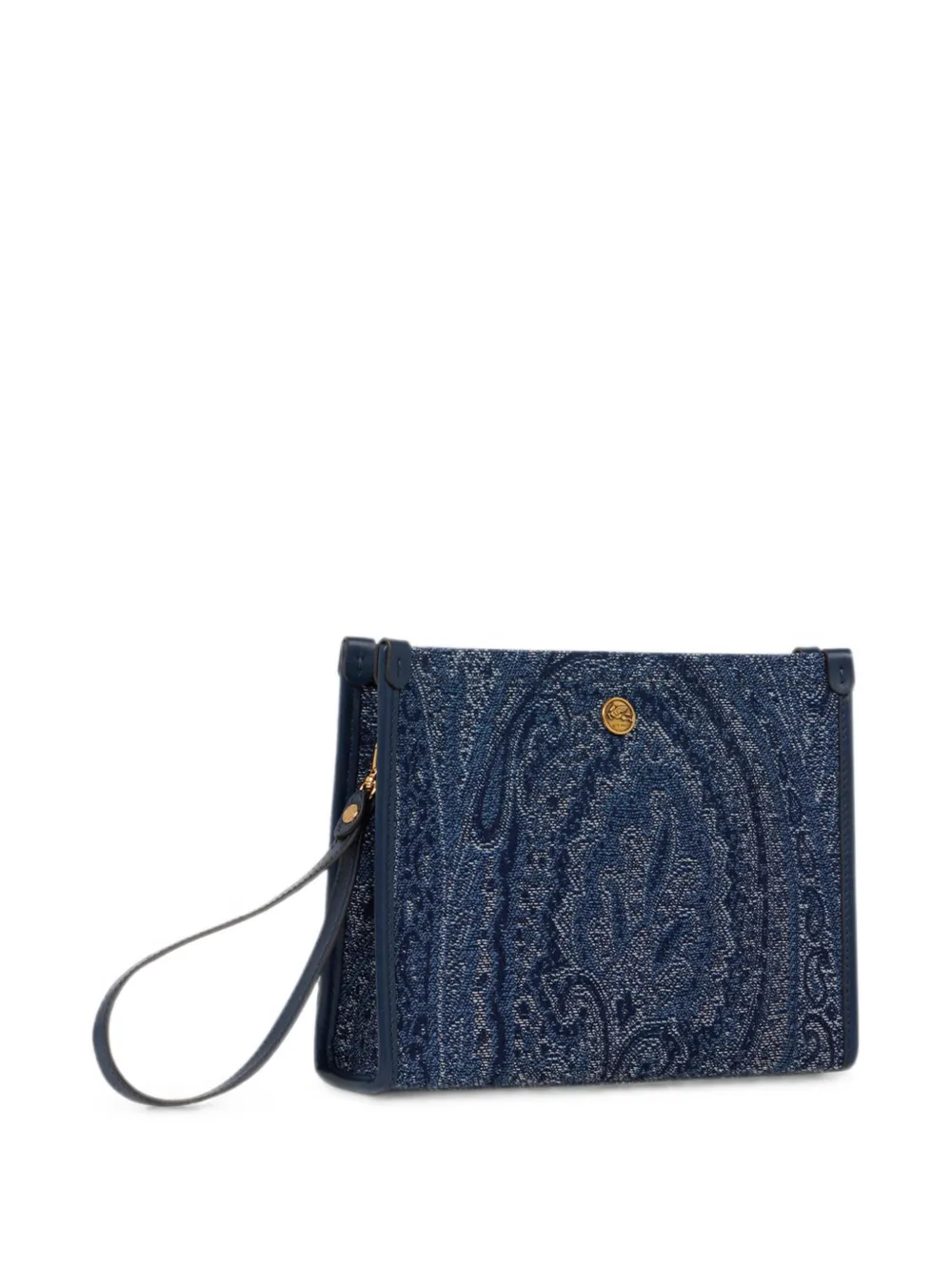 ETRO Medium jacquard denim buidel met Paisley motief Blauw
