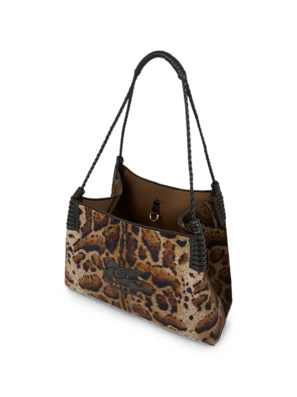 ETRO Medium Libra shopper van fluweel met luipaard-motief Beige