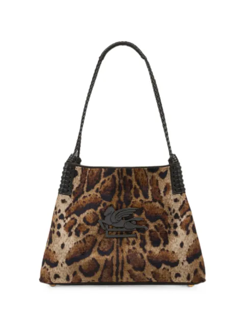 ETRO medium Libra tote bag in velvet with leopard motif