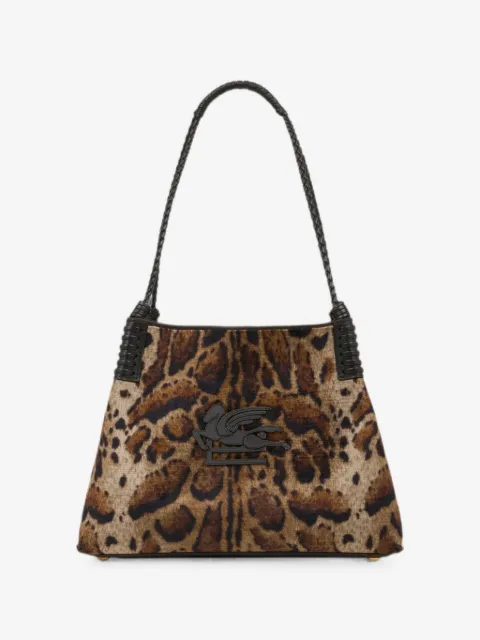 ETRO medium Libra tote bag in velvet with leopard motif