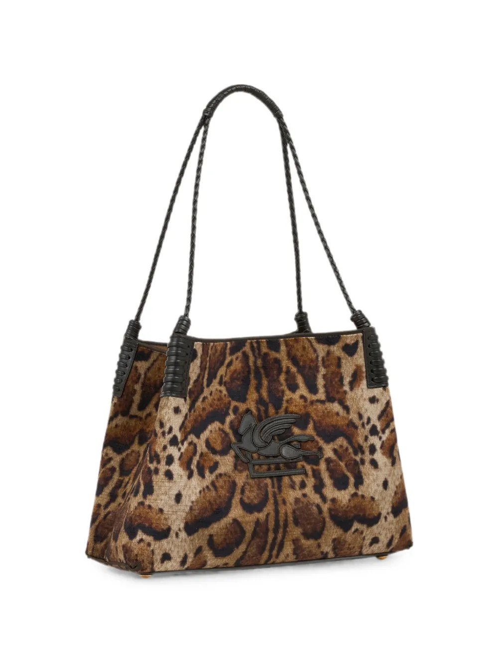 ETRO Medium Libra shopper van fluweel met luipaard-motief Beige