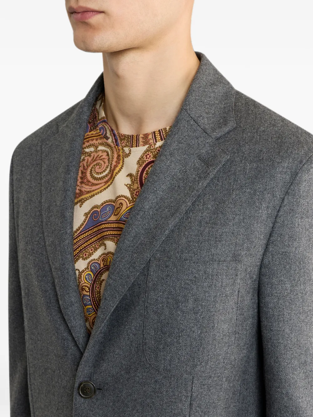 ETRO Blazer van wolblend met enkele rij knopen Grijs