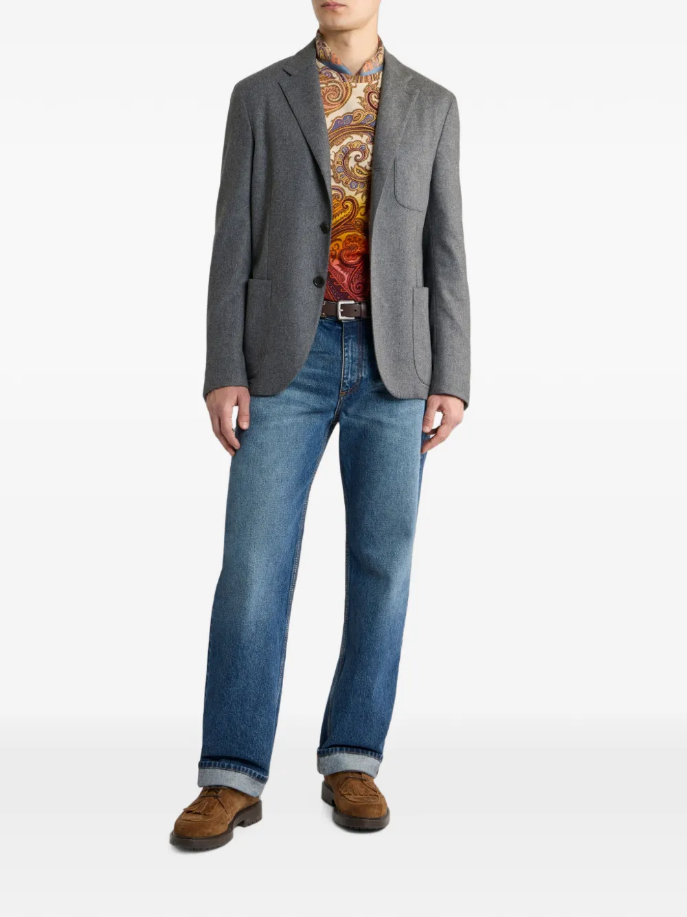 ETRO Blazer van wolblend met enkele rij knopen Grijs