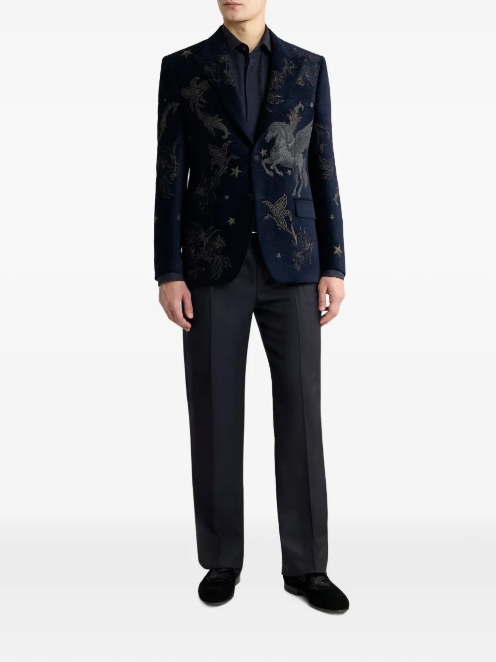 ETRO Wollen flanellen broek met vouwdetail Blauw
