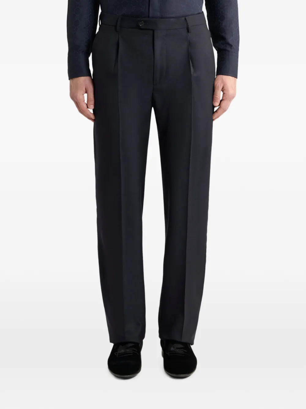 ETRO Wollen flanellen broek met vouwdetail Blauw