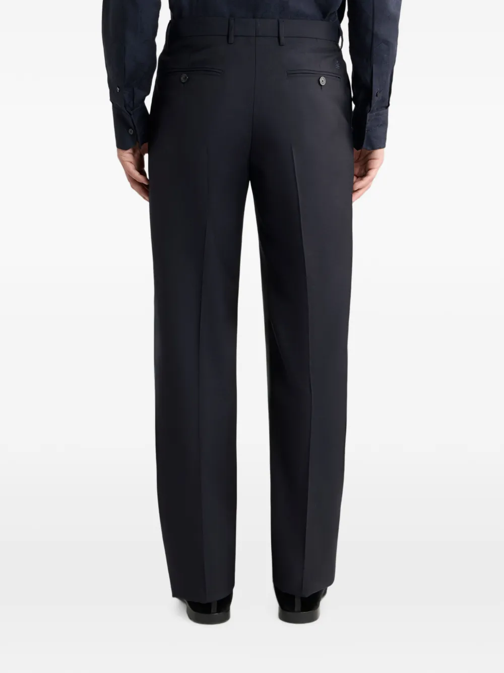 ETRO Wollen flanellen broek met vouwdetail Blauw