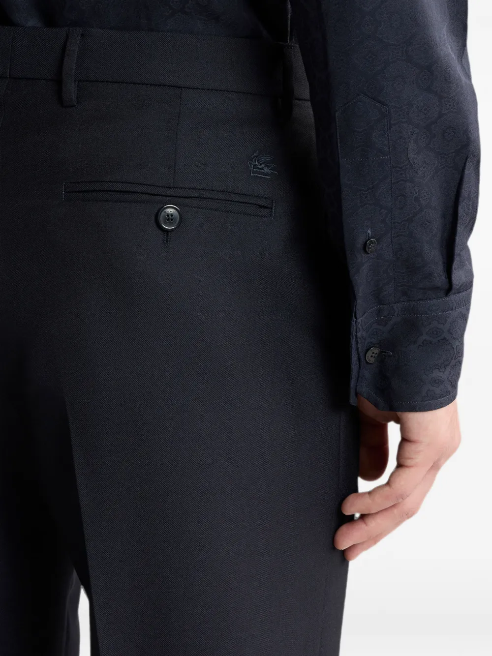 ETRO Wollen flanellen broek met vouwdetail Blauw
