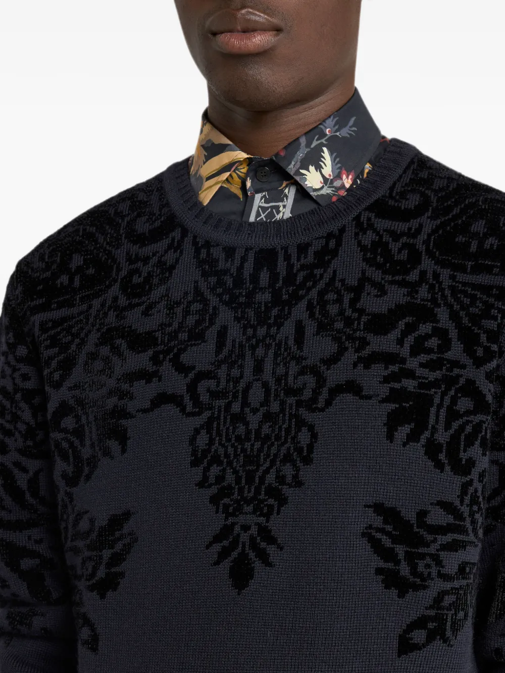 ETRO Trui van wolblend met jacquard chenille-motief Blauw