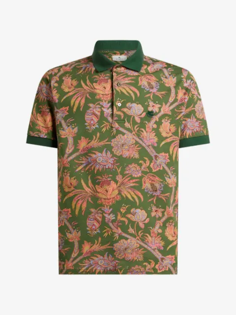 ETRO playera tipo polo de piqué con motivo floral de cachemira