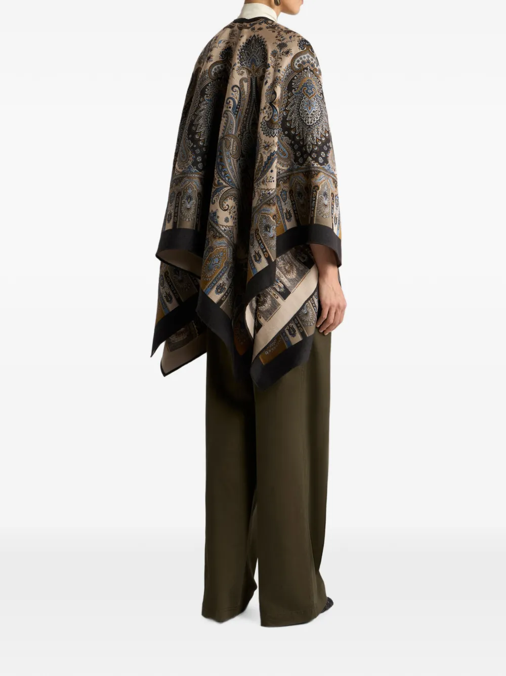ETRO Jacquard cape met paisley-patroon van wolblend Beige
