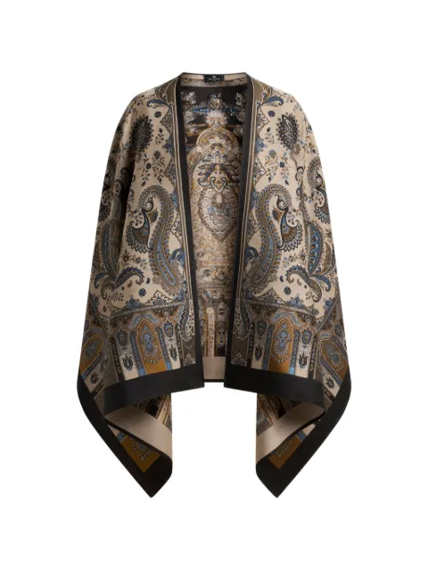 ETRO cape jacquard en laine mélangée à motif Paisley