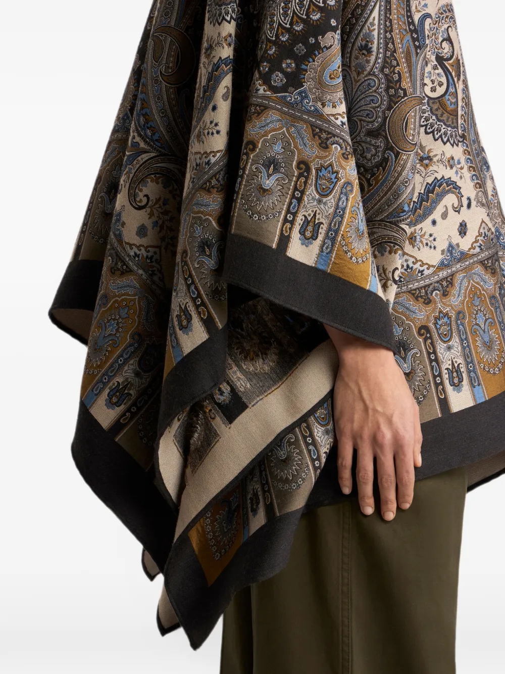 ETRO Jacquard cape met paisley-patroon van wolblend Beige