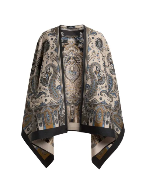 ETRO wool-blend jacquard cape with paisley motif