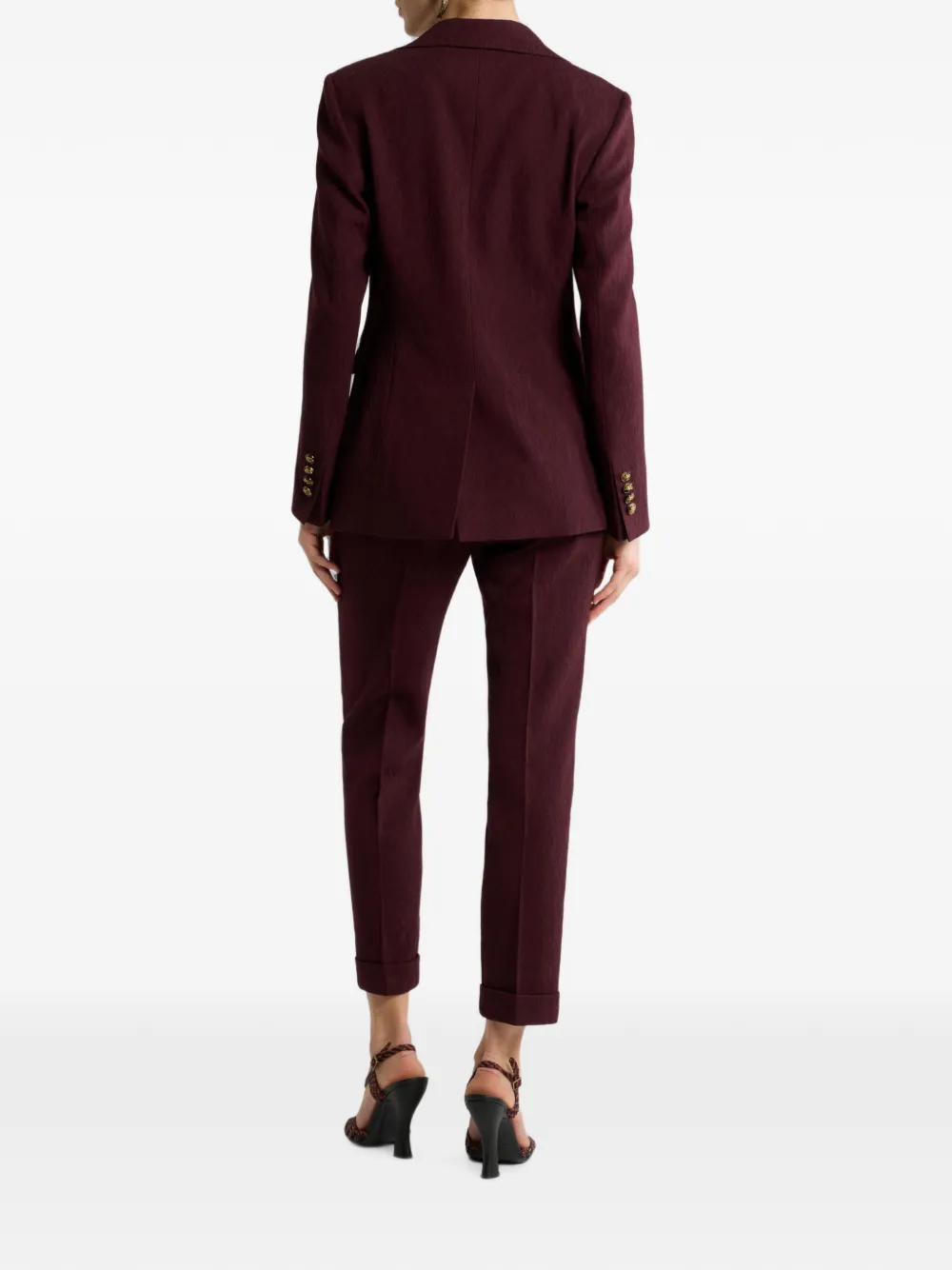 ETRO Blazer van wol met enkele rij knopen en medaillon jacquard Rood