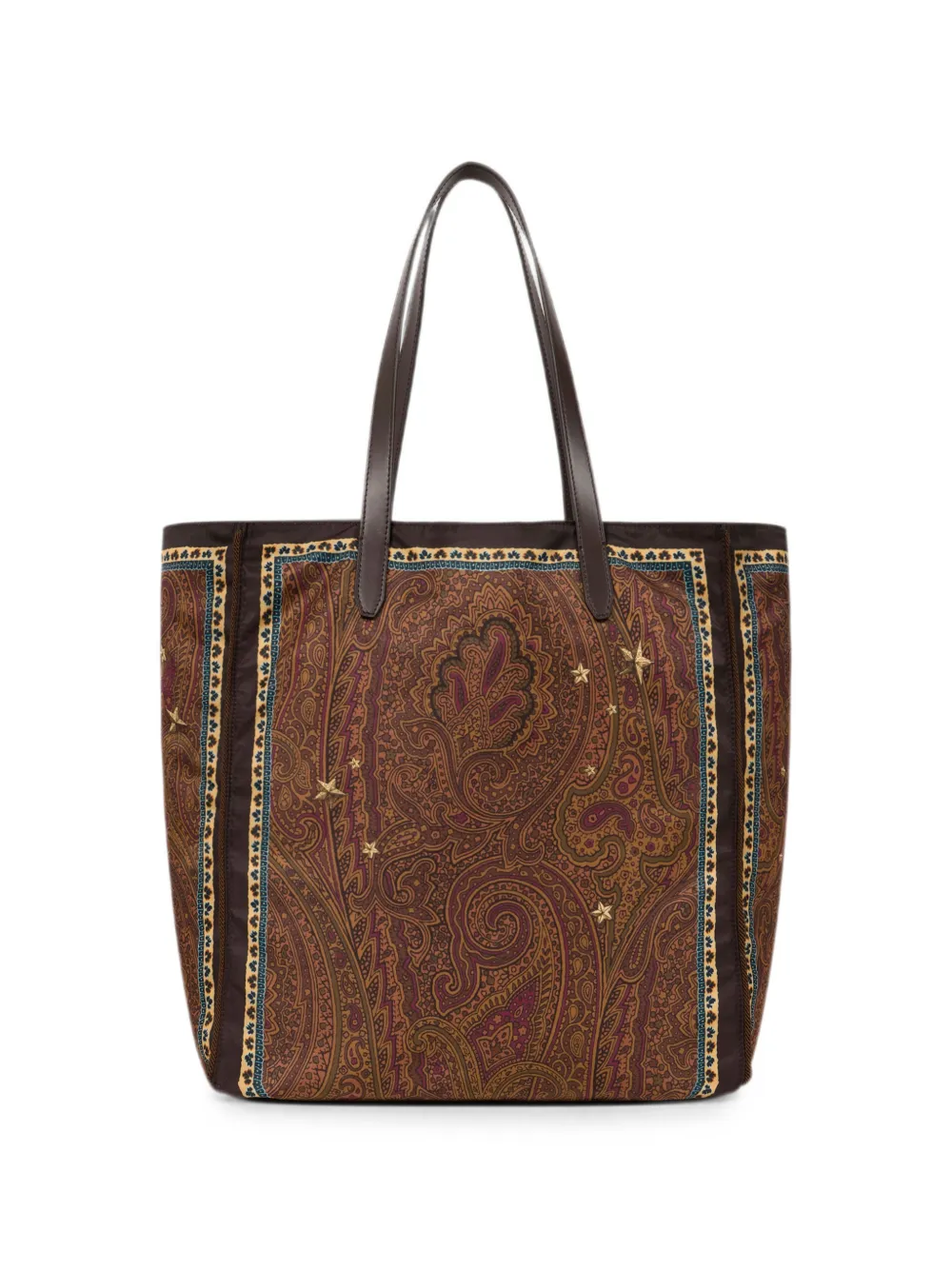 ETRO Nylon shopper met Pegaso-print en Arnica-motief Bruin