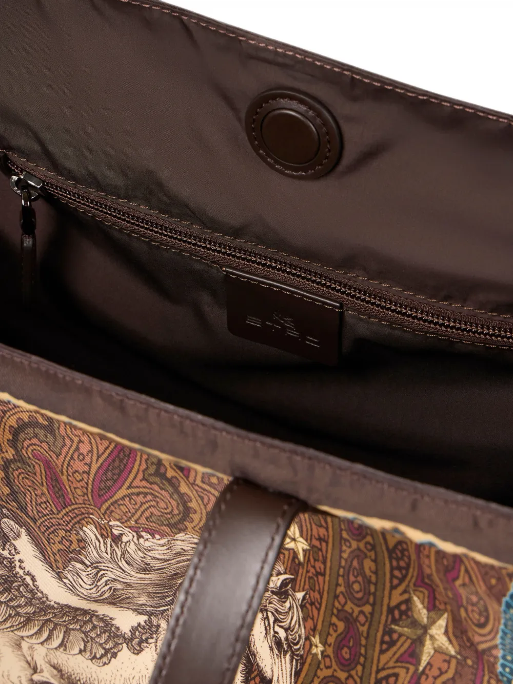 ETRO Nylon shopper met Pegaso-print en Arnica-motief Bruin
