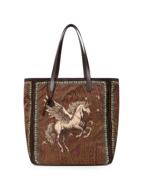 ETRO nylon tote bag with Pegaso print and Arnica motif