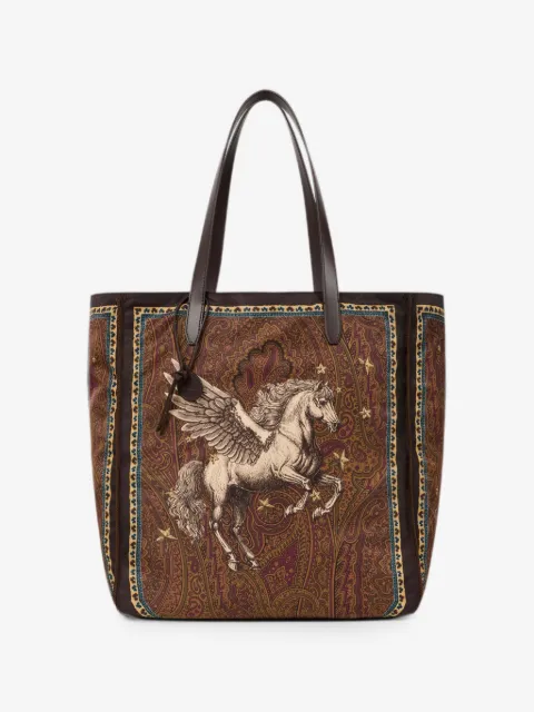 ETRO nylon tote bag with Pegaso print and Arnica motif