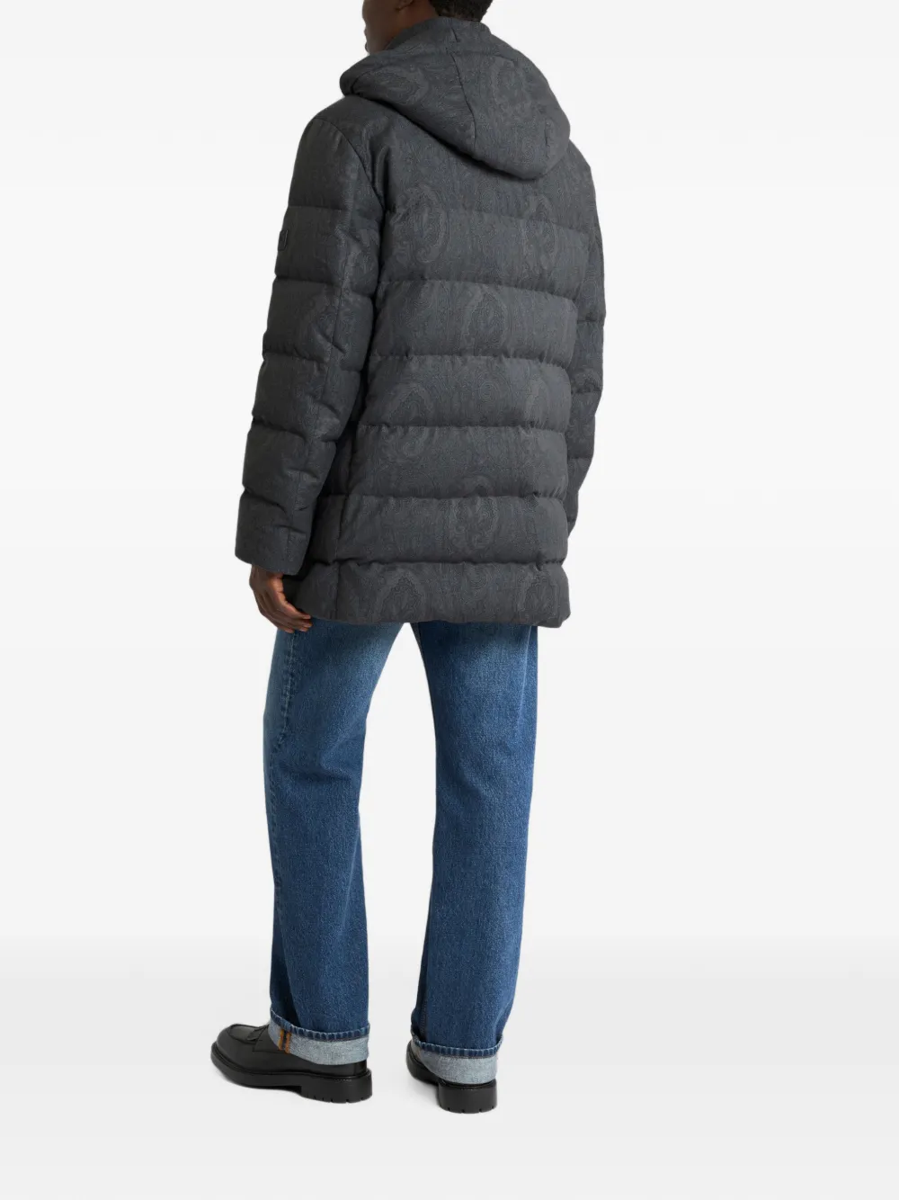 ETRO Wollen donsjack met capuchon en Arnica motief Grijs