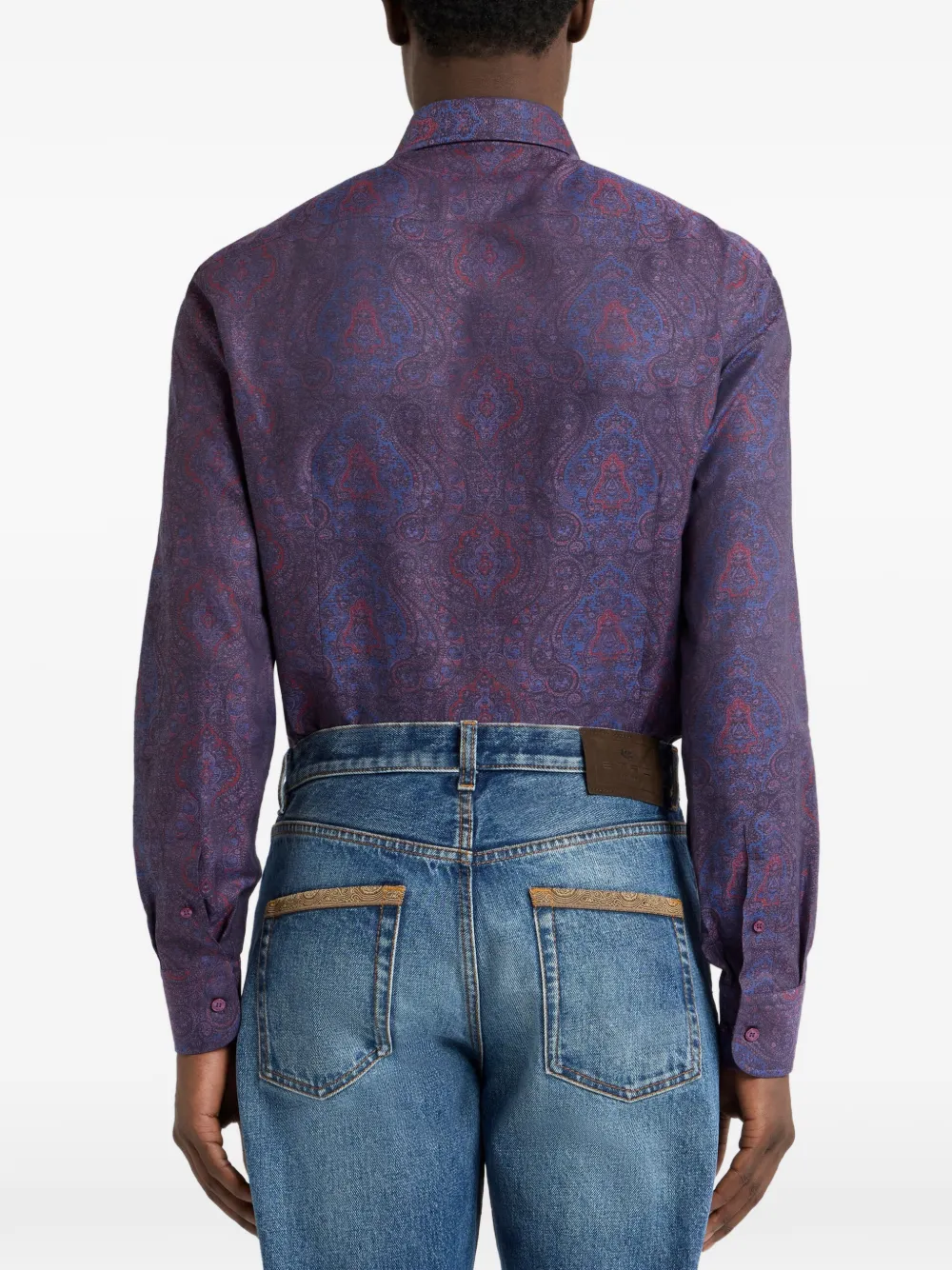 ETRO Katoenen jacquard overhemd met siermotief Paars