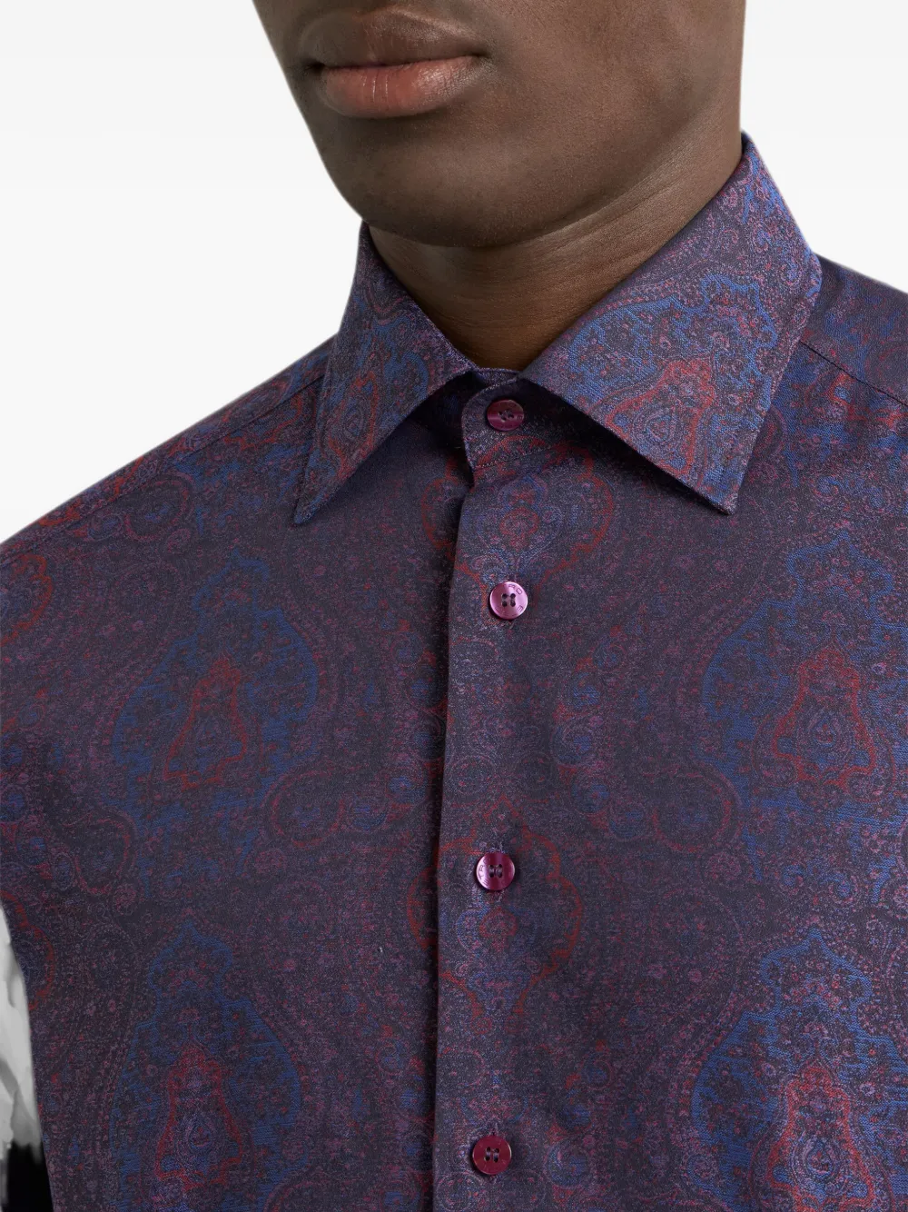 ETRO Katoenen jacquard overhemd met siermotief Paars