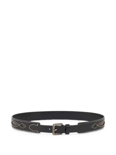 ETRO leather belt with cut-outs and topstitching